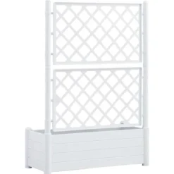 Plantekasse med espalier - Højbed til blomster og planter | Farve: Hvid | Størrelse: 100x43x142 cm