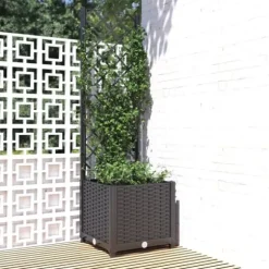 Plantekasse med espalier - Velegnet til klatreplanter | Størrelse: 40x40x136 cm | Farve: Sort