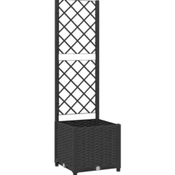 Plantekasse med espalier - Velegnet til klatreplanter | Størrelse: 40x40x136 cm | Farve: Sort