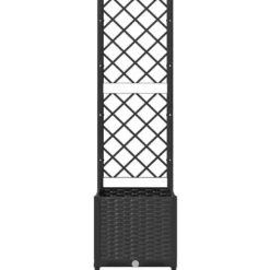 Plantekasse med espalier - Velegnet til klatreplanter | Størrelse: 40x40x136 cm | Farve: Sort