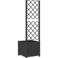 Plantekasse med espalier - Velegnet til klatreplanter | Størrelse: 40x40x136 cm | Farve: Sort