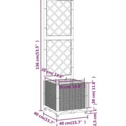Plantekasse med espalier - Velegnet til klatreplanter | Størrelse: 40x40x136 cm | Farve: Sort