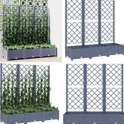 Plantekasse med espalier 120x40x121,5 cm PP mørkegrå - Plantekasse - Plantekasser - Home & Living