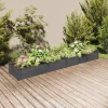 Plantekasse med foring i fyrretræ - Højbed | Størrelse: 240x45x25 cm | Farve: Grå