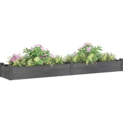 Plantekasse med foring i fyrretræ - Højbed | Størrelse: 240x45x25 cm | Farve: Grå