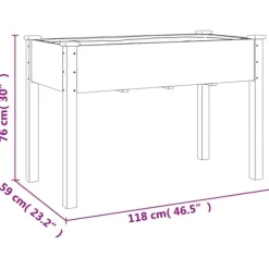 Plantekasse med foring og hjul - Massivt fyrretræ | Størrelse: 118x59x80 cm | Farve: Grå