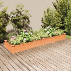 Plantekasse med foring 240x60x25 cm massivt fyrretræ brun - Højbed - Højbede - Home & Living