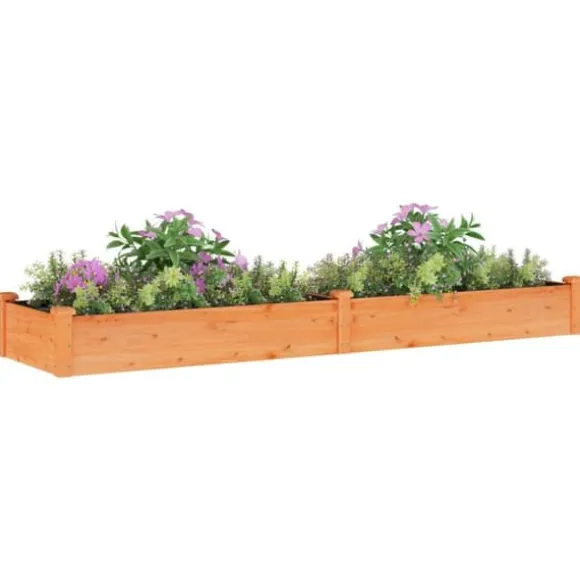Plantekasse med foring 240x60x25 cm massivt fyrretræ brun - Højbed - Højbede - Home & Living