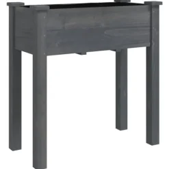 Plantekasse med foring 71x37x80 cm massivt fyrretræ grå - Plantekasse - Plantekasser - Home & Living