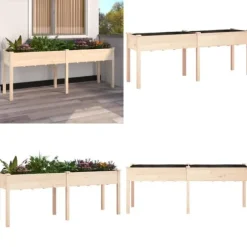 Plantekasse med foring 203x53x76 cm massivt fyrretræ - Plantekasse - Plantekasser - Home & Living