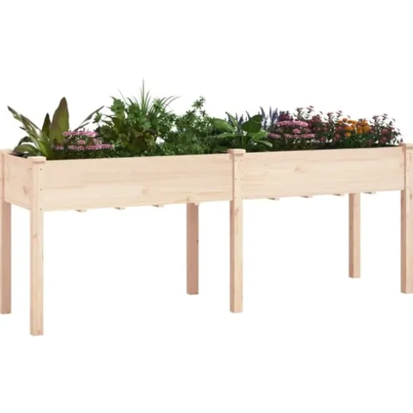 Plantekasse med foring 203x53x76 cm massivt fyrretræ - Plantekasse - Plantekasser - Home & Living