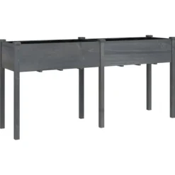 Plantekasse med foring 161x45x76 cm - Massivt fyrretræ | Farve: Grå