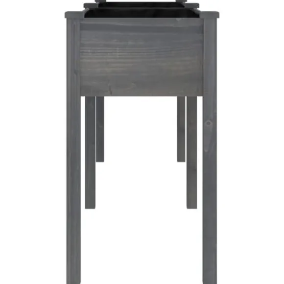 Plantekasse med foring 161x45x76 cm - Massivt fyrretræ | Farve: Grå