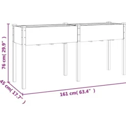 Plantekasse med foring 161x45x76 cm - Massivt fyrretræ | Farve: Grå