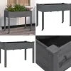 Plantekasse med foring 118x59x80 cm massivt fyrretræ grå - Plantekasse - Plantekasser - Home & Living
