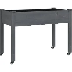 Plantekasse med foring 118x59x80 cm massivt fyrretræ grå - Plantekasse - Plantekasser - Home & Living