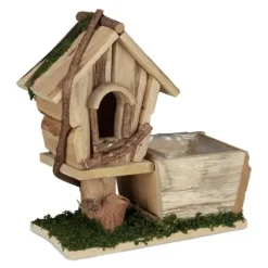 Plantekasse med fuglehus, 25x23x12 cm, Natur