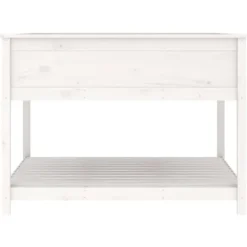 Plantekasse med hylde - Højbede i massivt fyrretræ | Størrelse: 111,5x111,5x81 cm | Farve: Hvid