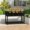 Plantekasse med hylde i massivt fyrretræ - Ergonomisk design | Størrelse: 111,5x54x81 cm | Farve: Sort