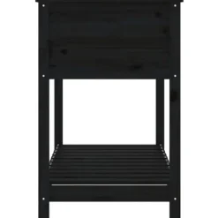 Plantekasse med hylde i massivt fyrretræ - Ergonomisk design | Størrelse: 111,5x54x81 cm | Farve: Sort