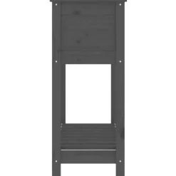Plantekasse med hylde i massivt fyrretræ - Ergonomisk højbed | Størrelse: 82,5x34,5x81 cm | Farve: Grå