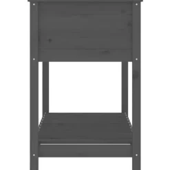 Plantekasse med hylde i massivt fyrretræ - Højbed til blomster | 111,5x54x81 cm | Farve: Grå