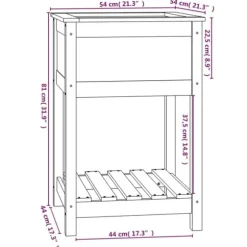Plantekasse med hylde i massivt fyrretræ | Størrelse: 54x54x81 cm
