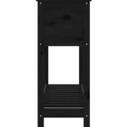 Plantekasse med hylde i massivt fyrretræ - Ergonomisk design | Størrelse: 111,5x34,5x81 cm | Farve: Sort