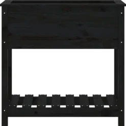 Plantekasse med hylde i massivt fyrretræ - Ergonomisk design | Størrelse: 82,5x34,5x81 cm | Farve: Sort