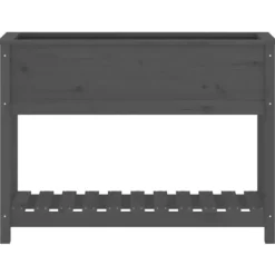 Plantekasse med hylde i massivt fyrretræ - Ergonomisk højbed | Størrelse: 111,5x34,5x81 cm | Farve: Grå