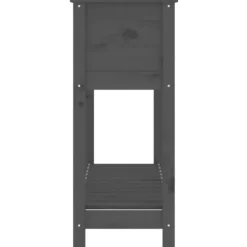 Plantekasse med hylde i massivt fyrretræ - Ergonomisk højbed | Størrelse: 111,5x34,5x81 cm | Farve: Grå
