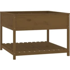 Plantekasse med hylde i massivt fyrretræ - Ergonomisk | Størrelse: 111,5x111,5x81 cm | Farve: Brun