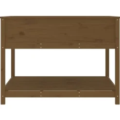 Plantekasse med hylde i massivt fyrretræ - Ergonomisk | Størrelse: 111,5x111,5x81 cm | Farve: Brun