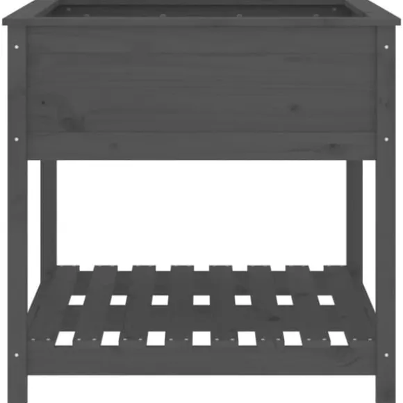 Plantekasse med hylde 82,5x82,5x81 cm massivt fyrretræ grå - Plantekasse - Plantekasser - Home & Living