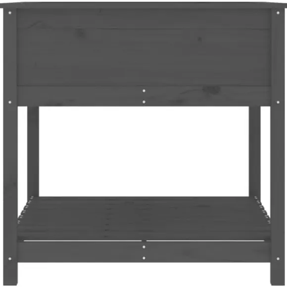 Plantekasse med hylde 82,5x82,5x81 cm massivt fyrretræ grå - Plantekasse - Plantekasser - Home & Living