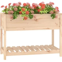 Plantekasse med hylde 111,5x54x81 cm massivt fyrretræ - Plantekasse - Plantekasser - Home & Living