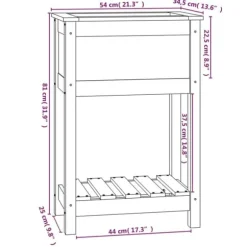 Plantekasse med hylde 54x34,5x81 cm massivt fyrretræ grå - Plantekasse - Plantekasser - Home & Living
