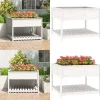 Plantekasse med hylde 111,5x111,5x81 cm massivt fyrretræ hvid - Plantekasse - Plantekasser - Home & Living