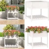 Plantekasse med hylde 82,5x82,5x81 cm massivt fyrretræ hvid - Plantekasse - Plantekasser - Home & Living