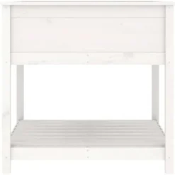 Plantekasse med hylde 82,5x82,5x81 cm massivt fyrretræ hvid - Plantekasse - Plantekasser - Home & Living