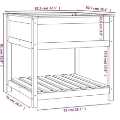 Plantekasse med hylde 82,5x82,5x81 cm massivt fyrretræ hvid - Plantekasse - Plantekasser - Home & Living
