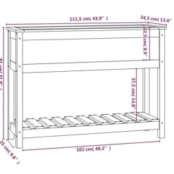 Plantekasse med hylde 111,5x34,5x81 cm massivt fyrretræ - Plantekasse - Plantekasser - Home & Living