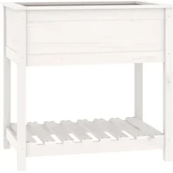 Plantekasse med hylde 82,5x54x81 cm massivt fyrretræ hvid - Plantekasse - Plantekasser - Home & Living