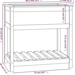 Plantekasse med hylde 82,5x54x81 cm massivt fyrretræ hvid - Plantekasse - Plantekasser - Home & Living