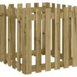 Plantekasse med stakitdesign - Imprægneret fyrretræ | Størrelse: 60x60x60 cm