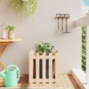 Plantekasse med stakitdesign i massivt fyrretræ | Størrelse: 50x50x50 cm