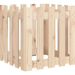 Plantekasse med stakitdesign i massivt fyrretræ | Størrelse: 50x50x50 cm