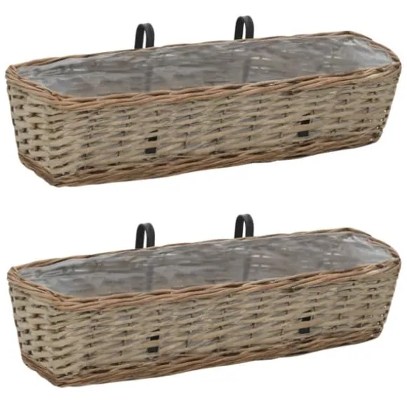 Plantekasse til balkonen 2 stk. Kurveflet med PE-foring 60 cm - Balkonplantekasse - Balkonplantekasser - Home & Living