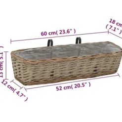 Plantekasse til balkonen 2 stk. Kurveflet med PE-foring 60 cm - Balkonplantekasse - Balkonplantekasser - Home & Living