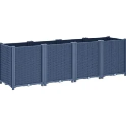 Plantekasse til klatreplanter - Slidstærk PP i rattanlook | Størrelse: 160x40x53 cm | Farve: Blågrå